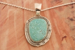Artie Yellowhorse Genuine Kingman Web Turquoise Sterling Silver Pendant